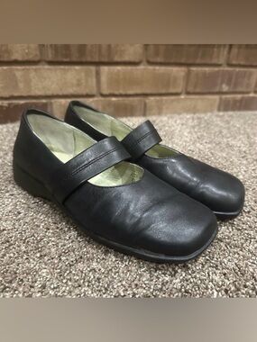 Josef Seibel Black Leather Mary Jane Comfort Flats EU 38